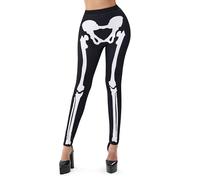 GOSTYLES® Womens Skeleton Print Leggings & Tights, High Waist Stretchy Spooky Bone Pants, Halloween Costume Bottoms & Gym Wear - XL