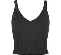 GOSTYLES® Womens Sleeveless Ribbed Knit Crop Top, Ladies Soft Stretch Summer Fitted Vest Tank Tops (Black, 8-10)