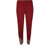 GOSTYLES® Womens Slim Fit Sparkly Sequin Beaded Leggings, Ladies Flower Petal Scallop Design Soft Stretch Party Wear Trousers Pants (Wine, 16-18)