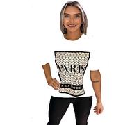 GOSTYLES® Womens Slogan Printed Oversized Baggy Fit Short Sleeves T-Shirt Summer Loose Round Neck Tee Top Ladies Elegant Casual Wear Shirts (Paris White, S-M)