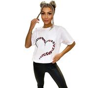 GOSTYLES® Womens Slogan Printed Oversized Baggy Fit Short Sleeves T-Shirt Summer Loose Round Neck Tee Top Ladies Elegant Casual Wear Shirts (Butterfly White, L-XL)
