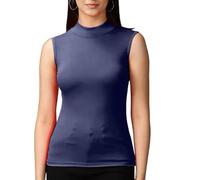 GOSTYLES® Womens Soft Stretchy Polo Turtle Neck Plain Tank Top, Ladies Sleeveless Casual Wear Slim Fit Pull-On Jumper (Navy, S-M)