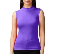 GOSTYLES® Womens Soft Stretchy Polo Turtle Neck Plain Tank Top, Ladies Sleeveless Casual Wear Slim Fit Pull-On Jumper (Purple, 3XL)