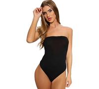 GOSTYLES® Womens Strapless Boobtube Bandeau Bodycon Bodysuit, Ladies Elegant & Comfortable Sleeveless Leotard (Black, S-M)