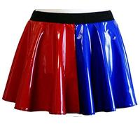 GOSTYLES® Womens Wet Look Metallic Skater Skirt, Ladies Fancy Costume Dress Clubwear Elastic Waist Mini Skirt (Red/Blue. 16-18)