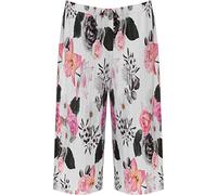 GOSTYLES® Womens Wide Leg Culottes Shorts, Ladies Crepe Stretchy Summer Trousers Flattering Loose Fit, Elastic Waist, Lightweight Casual Shorts (Crinkle Floral White, 16-18)