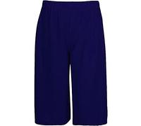 GOSTYLES® Womens Wide Leg Culottes Shorts, Ladies Crepe Stretchy Summer Trousers Flattering Loose Fit, Elastic Waist, Lightweight Casual Shorts (Navy, 12-14)