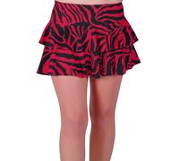 GOSTYLES® Womens Zebra Print Mini RARA Skirt, Ladies Summer Short Tiered Stretch Waistband Animal Printed Skater Skort (Red, 8-10)