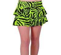 GOSTYLES® Womens Zebra Print Mini RARA Skirt, Ladies Summer Short Tiered Stretch Waistband Animal Printed Skater Skort (Neon Green, 8-10)