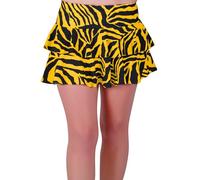 GOSTYLES® Womens Zebra Print Mini RARA Skirt, Ladies Summer Short Tiered Stretch Waistband Animal Printed Skater Skort (Neon Yellow, 8-10)