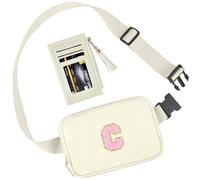 GOSUOA Fanny Pack for Girls,Birthday Gifts for 3 4 5 6 7 8 9 10 11 12 13 Year Old,Initial Crossbody Bag Valentines Gifts for Girls Teen Gifts Trendy Stuff, Off White C, 8.6 x 5.5 x 1.6 inches, Off