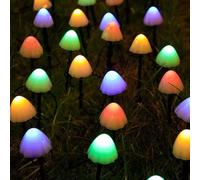 Gosyfeti Cute Mushroom Solar Lights Outdoor Garden Decoration, 30pcs 21.3 ft Multi-Color 8 Modes Waterproof Stake Fairy Lighting Ornaments for Pathway Lawn Patio Yard Wedding Halloween Christmas