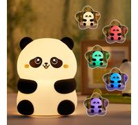 Gosyfeti Cute Panda Night Light for Kids, Rechargeable Colorful Touch Lamp, Dimmable Adorable Animal Silicone Nursery Nightlight for Breastfeeding Toddler Baby Children Bedroom Decor