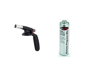 GoSystem Auto Start Blow Torch & Butane/Propane (70:30) Mix Gas Cartridge, Silver, 350 g