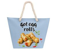Got Egg Rolls Tote Bags for Women Men Shoulder Beach Bag Shopping Handbag with Hemprope Handle