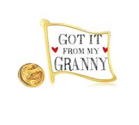 Got It From My Granny Grandma Present Golden Metal Flag Lapel Pin Badge