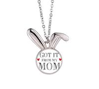 Got It From My Mom Children Mother Present Rabbit Necklace Pendant Bunny Animal Jewelry Gift