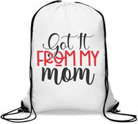 Got It From My Mom Red Graphic Gym Sack Casual Drawstring Bag White