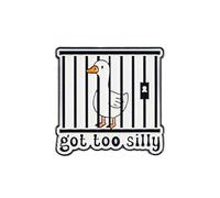 Got Too Silly Brooches, Funny Silly Goose Meme Enamel Pin, Chaotic Joke Badge Brooch, Funny Goose In Jail Pinback Button, Ironic Whimsical Humor Lapel Badges, Hilarious Bird Decorative Pin Jewelry