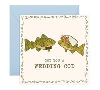 Got You a Wedding Cod Card - Funny Fish Pun Congratulations Card - Quirky Congrats For Couple Friends Brother Sister Buddy Bro Bestie BFF Family Bride Groom - Comes with Stickers