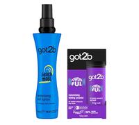 got2b Beach Matt Texturising Salt Spray 200 ml, for Beachy Hair Texture, Spray for Wind-blown Tousled Looks and got2b POWDERful Volumising Styling Powder 10 g, Natural Hold, Volumising Styling