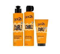 got2b Curlz 3-Step Curl Care & Styling Bundle | Curl Jelly 150ml, Detangler Spray 200ml & Hair Oil Spray 200ml | Silicone-Free Formula | Defines Curls, Detangles & Controls Frizz