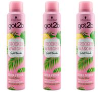 Got2b Dry Wash 3 x 200ml Extra Fresh - Tropical Breeze - Residue Free