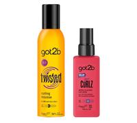 got2b gotcurlz Define & Protect Curl Spray 150 ml, Protects Against Frizz for up to 24h, with Coconut Milk & Macadamia Oil and got2b Twisted Curling Mousse 250 ml, 96h Long-Lasting Anti-Frizz Effect