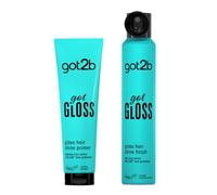 got2b gotGLOSS hair spray finish for glossy and glass-like hair, frizz control and heat protection for sleek hair 200ml + Got2b Pre-base gloss for hair Got Gloss 150ml