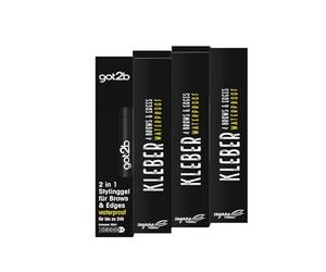 got2b Kleber 4 Brows & Edges Waterproof (3 x 16 ml), 2-in-1 Brow Gel & Hair Mascara, Sweat & Waterproof for up to 24 Hours Hold, with Practical Eyebrow Brush for Styling Hair Contours & Edges