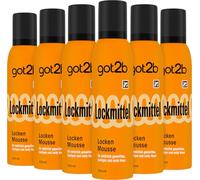 got2b Lure Mousse with Hold 3 Naturally Wavy, Curly and Coily Hair, for Defined Curls and Bounce, with Up to 96 Hours Anti-Frizz Effect (6 x 250 ml)