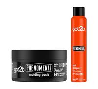 got2b Phenomenal Molding Paste 100 ml, Fearless Hold, Natural Looking Finish, Powerful Fragrance and got2b Phenomenal Matt Hairspray 200 ml, Dramatic Hold, 24h Powerful Matt Looks