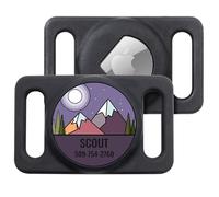 GoTags Engraved Airtag Dog Collar Holder, Personalised Airtag Case for Pet Collar, Up to 4 Lines of Custom Text, Slide On Tag for GPS Dog Tracker, Track Dogs with Apple iPhone (Mountain Purple, Large)