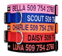 GoTags Personalised Dog Collar, Custom Embroidered with Pet Name and Phone Number in Blue, Black, Pink, Red and Orange, for Boy and Girl Dogs or Cats, Adjustable Sizes, Small, Medium, and Large