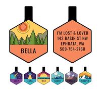 GoTags Silent Dog Tag, Personalised Engraved Silicone Dog and Cat Name Pet ID Tags, Soundless No More Jingling Dog Tags (Forest Gold)