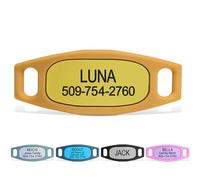 GoTags Silent Dog Tag, Personalized Engraved Silicone Dog and Cat Name Pet ID Tags, Soundless No More Jingling Dog Tags (Yellow, Small)