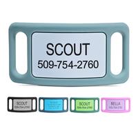 GoTags Silent Dog Tag, Personalized Engraved Silicone Dog and Cat Name Pet ID Tags, Soundless No More Jingling Dog Tags (Teal, Large)