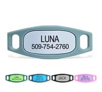 GoTags Silent Dog Tag, Personalized Engraved Silicone Dog and Cat Name Pet ID Tags, Soundless No More Jingling Dog Tags (Teal, Small)