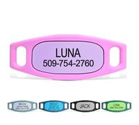 GoTags Silent Dog Tag, Personalized Engraved Silicone Dog and Cat Name Pet ID Tags, Soundless No More Jingling Dog Tags (Pink, Small)