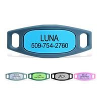 GoTags Silent Dog Tag, Personalized Engraved Silicone Dog and Cat Name Pet ID Tags, Soundless No More Jingling Dog Tags (Blue, Small)