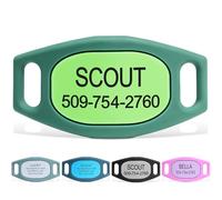 GoTags Silent Dog Tag, Personalized Engraved Silicone Dog and Cat Name Pet ID Tags, Soundless No More Jingling Dog Tags (Green, Medium)