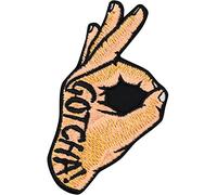 Gotcha Patch Biker Patch to Iron/sew on for All Fabrics | Gotcha Hand Motiv Fabric Applique for Clothing and Leather| Diving Symbol Emblem | 90x50 mm