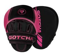 GotchaKart curved boxing Training Pads for men are made from Maya Hide leather. They feature adjustable straps and ventilation, perfect for MMA, Muay Thai, kickboxing, and coaching (Pink)