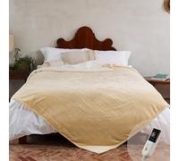 GOTCOZY Electric Blanket Double Extra Large 200 x 150cm -Soft Silky Plush Heated Blanket with 9 Heat Settings & 10 Hours Auto-Off Timer For Home Use CE Certified Washable(Yellow)