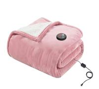 GOTCOZY Electric Blanket Heated Throw 130x160cm- One Touch Electric Throw Blanket with 10 Heating Level & 9 Hours Auto-Off Timer Heating Blanket, Machine Washable (Pink)