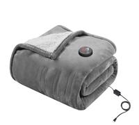 GOTCOZY Electric Blanket Heated Throw 130x160cm- One Touch Electric Throw Blanket with 10 Heating Level & 9 Hours Auto-Off Timer Heating Blanket, Machine Washable (Grey)