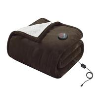 GOTCOZY Electric Blanket Heated Throw 130x160cm- One Touch Electric Throw Blanket with 10 Heating Level & 9 Hours Auto-Off Timer Heating Blanket, Machine Washable (Brown)