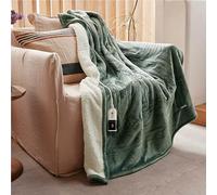 GOTCOZY Electric Heated Soft Silky Plush Blanket Throw 130x180cm - Heated Blanket with 9 Heat Settings & 10 Hours Auto-Off Timer For Home Office Use Machine CE Certified(Green)