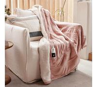 GOTCOZY Heated Blanket Electric Throw 130x180cm Machine Washable Pink | 9 Heat Levels,10H Auto Off,Soft Flannel Sherpa Electric Blanket Single for Sofa Bed Office Use,Fast Heating,Gifts for Mom