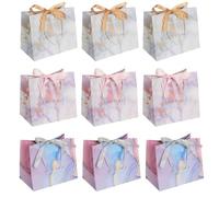 GOTDYBST 9 PCS Gift Bags: 25x20x12cm Paper Presents Bags Medium with Ribbon, Marble Style, for Men Women Birthday, Party, Christmas, Wedding, Teacher’s Day